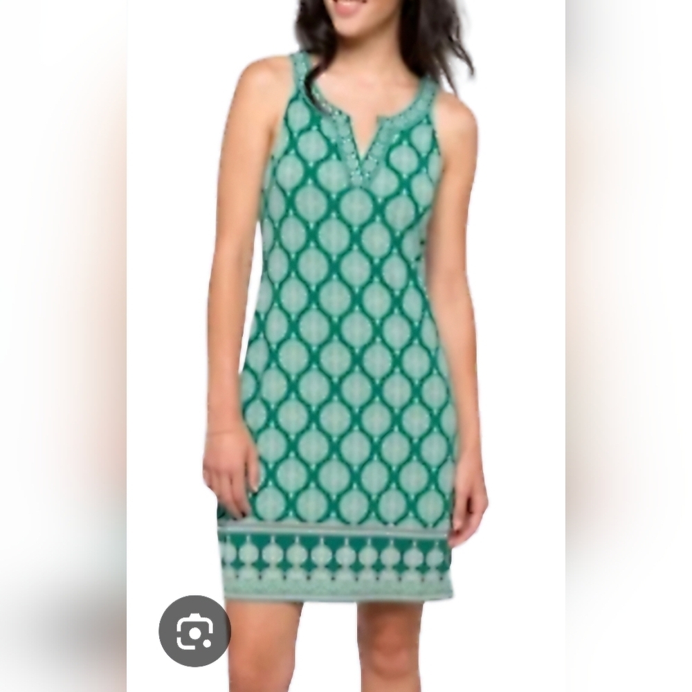 Magnolia Grace Teal Patterned Dress..SIZE:S